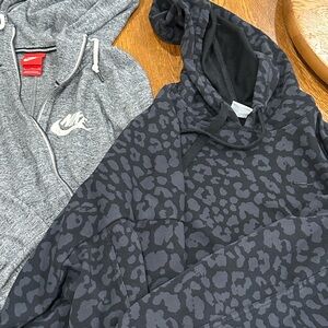 Lot of 2-Nike Black and Gray Hoodie xl cropped, and Nike gray jacket s